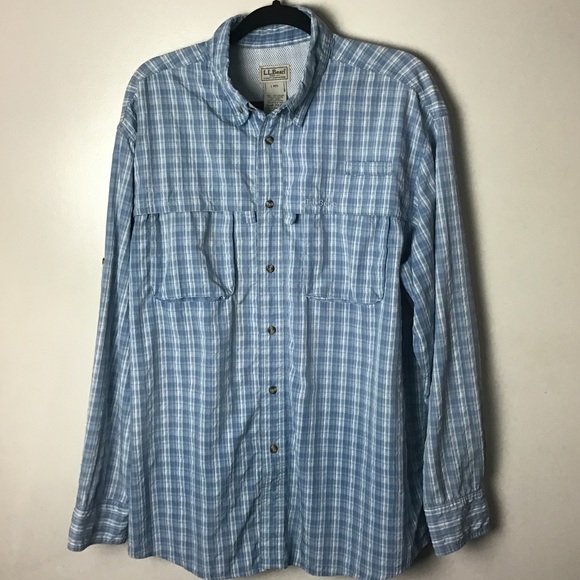 L.L. Bean Other - L.L. Bean blue plaid long sleeve button down shirt. Large